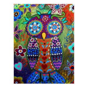 whimsy owl postcard