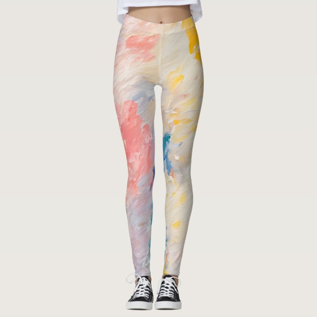 Whimsy Pastel Hues  Dream Pattern Leggings (Front)