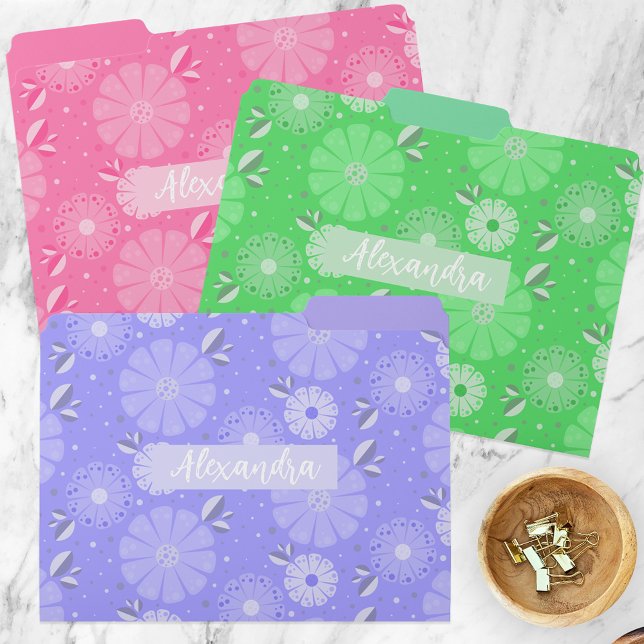 Whimsy Pink Green Purple Folk Art Floral Pattern File Folder (Creator Uploaded)