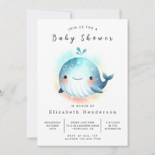Whimsy Printable Whale Baby Shower Invitation