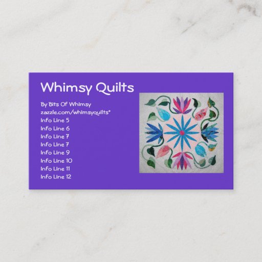 Customizable Whimsy Quilt Business Card Templates