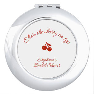 Whimsy Red She's the Cherry on Top Bridal Shower Compact Mirror
