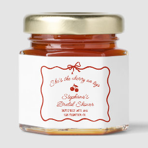 Whimsy Red She's the Cherry on Top Bridal Shower Honey Jar Favors