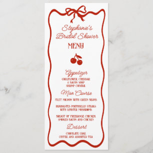 Whimsy Red She's the Cherry on Top Bridal Shower Menu
