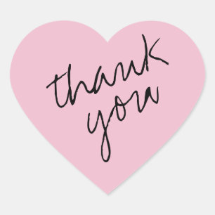 Whimsy Rose - Pink Heart Thank You Sticker