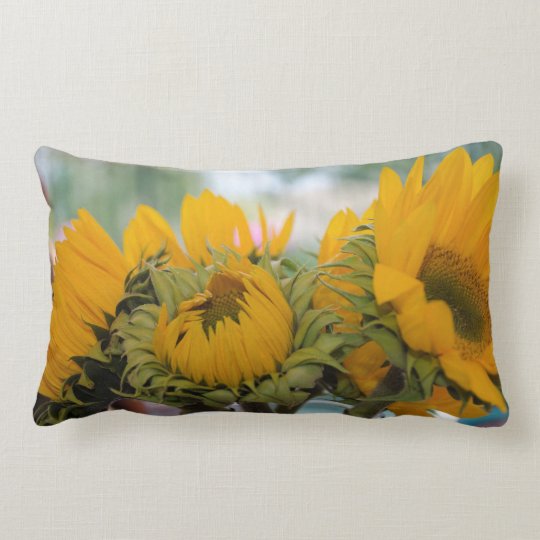 Whimsy Rustic Sunflower Floral Garden Lumbar Pillow