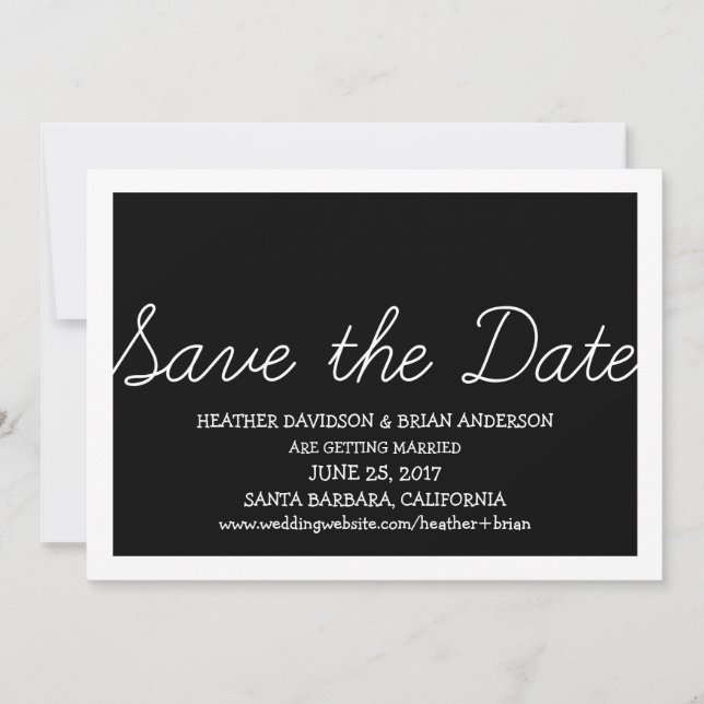 Whimsy Save the Date Invite, Black Invitation (Front)