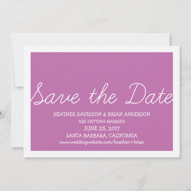 Whimsy Save the Date Invite, Fuchsia (Front)