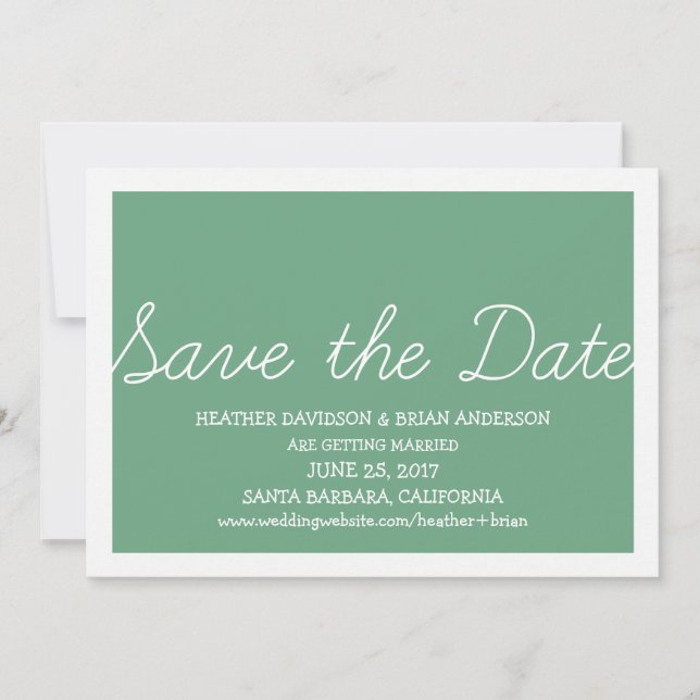 Whimsy Save the Date Invite, Green Invitation (Front)