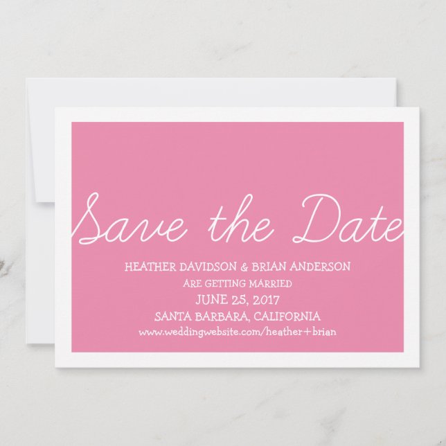 Whimsy Save the Date Invite, Pink Invitation (Front)