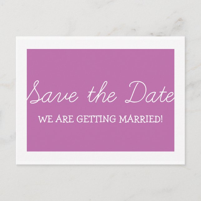 Whimsy Save the Date Postcard, Fuchsia Announcement Postcard (Front)