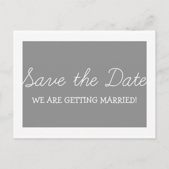 Whimsy Save the Date Postcard, Gray Announcement Postcard (Front)