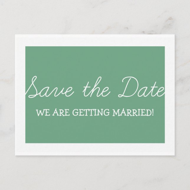 Whimsy Save the Date Postcard, Green Announcement Postcard (Front)