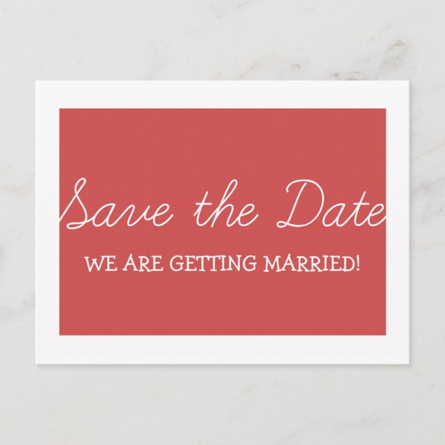 Whimsy Save the Date Postcard, Red Announcement Postcard (Front)