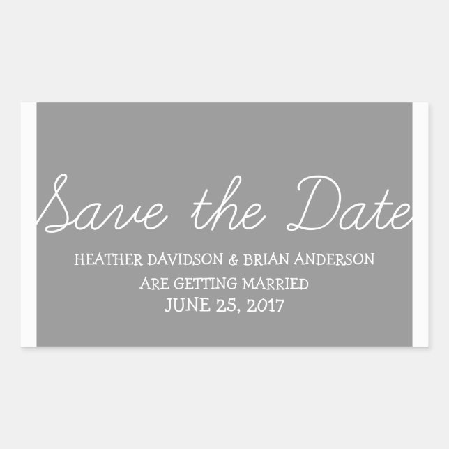 Whimsy Save the Date Stickers, Gray Rectangular Sticker (Front)