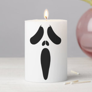 Whimsy Scary Ghost Face Screamed Halloween Pillar Candle