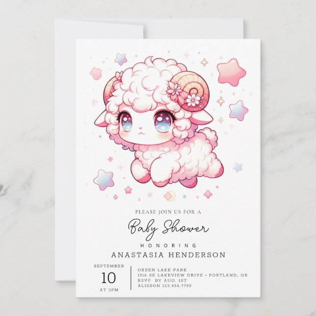 Whimsy Sheep Baby Shower Invitation (Front)
