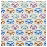 Whimsy sloth face multicolored watercolor pattern fabric