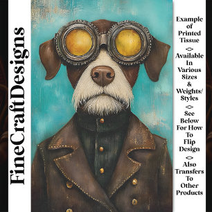 Whimsy Steampunk Cute Dog In Goggles Z2 Decoupage Tissue Paper
