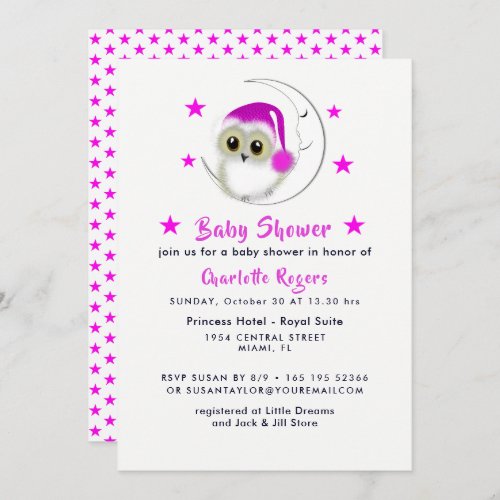 Whimsy Super Cute Snowy Owl Baby Shower Invites