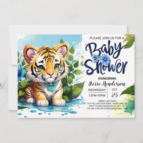 Whimsy Tiger Jungle Baby Shower Invitation