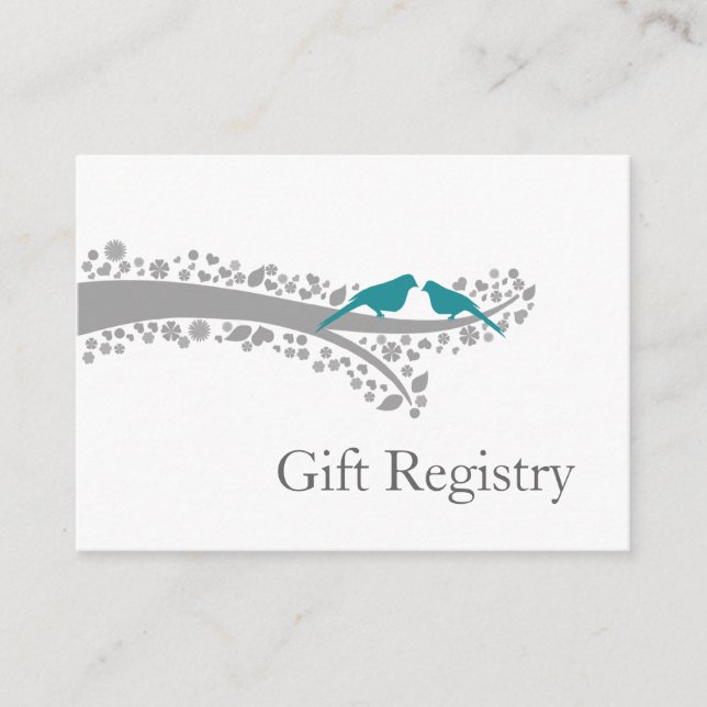 whimsy tree blue lovebirds Gift Registry Cards (Front)