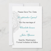 whimsy tree blue lovebirds mod save the date (Back)