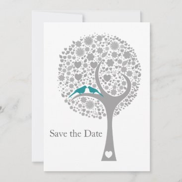 whimsy tree blue lovebirds mod save the date