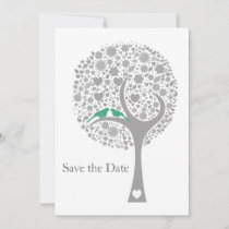 whimsy tree mint lovebirds mod save the date