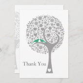 whimsy tree mint lovebirds mod wedding Thank You (Front/Back)