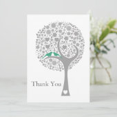 whimsy tree mint lovebirds mod wedding Thank You (Standing Front)