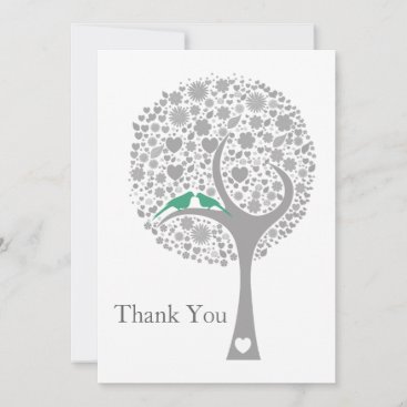 whimsy tree mint lovebirds mod wedding Thank You