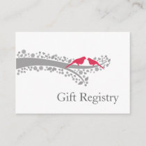 whimsy tree pink lovebirds Gift Registry Cards