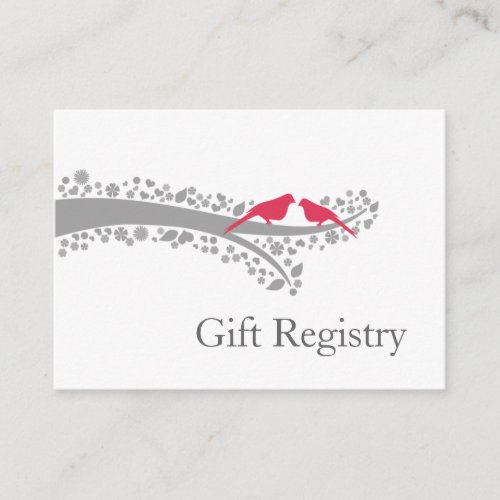 whimsy tree pink lovebirds Gift Registry Cards Business Cards