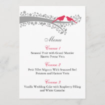 whimsy tree pink lovebirds menu cards