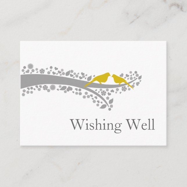 whimsy tree yellow lovebirds wishing well cards (Front)