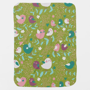 Whimsy Tweety Birds on Vines Stroller Blanket