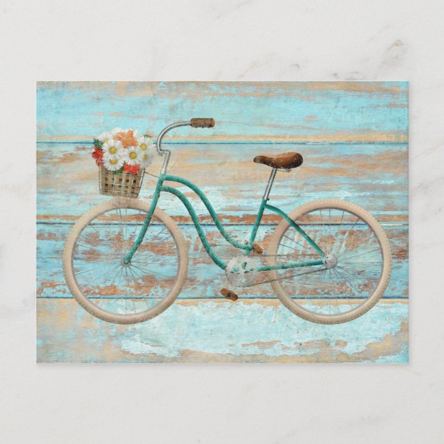 Whimsy Vintage Beach Cruiser Bicycle Postcard (Front)