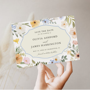 Whimsy Vintage Pastel Floral Wedding Save The Date