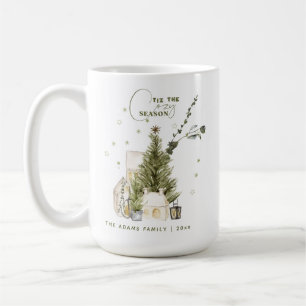Whimsy Watercolor Cozy Vintage Christmas Scene Coffee Mug