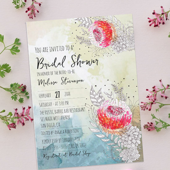 Whimsy Watercolor Fantasy Florals Bridal Shower