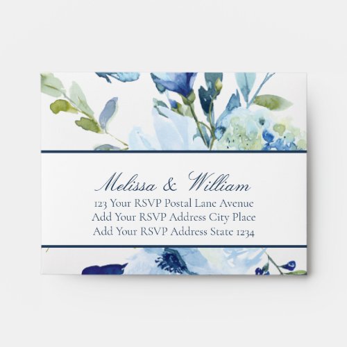 Whimsy Watercolor Floral Foliage Self Addressed Envelope