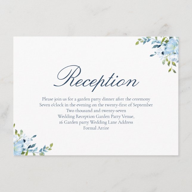 Whimsy Watercolor Love is Patient Blue White Enclosure Card (Front)