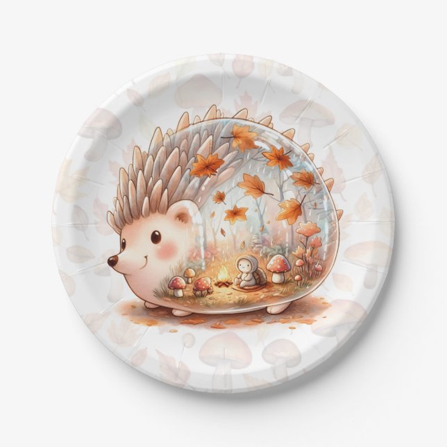 Whimsy Wilderness Critters - the Hedgehog - Paper Plates (Front)