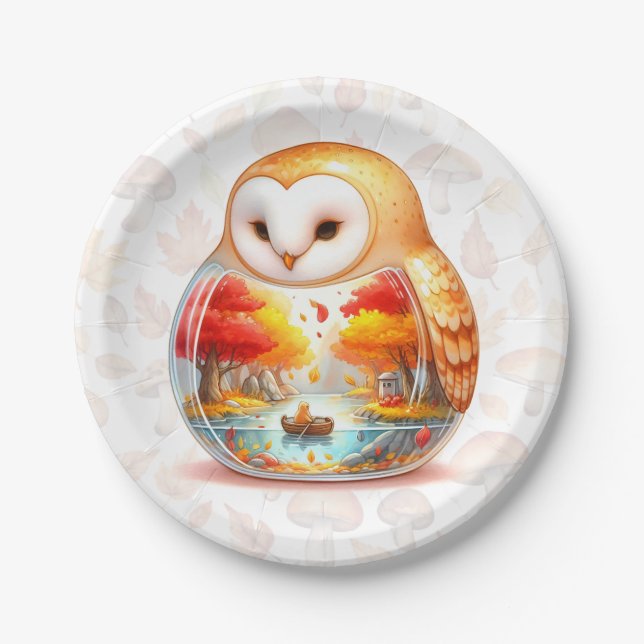Whimsy Wilderness Critters - the Owl - Paper Plates (Front)