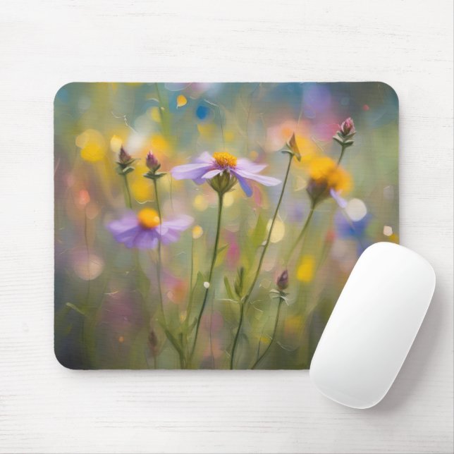 Whimsy Wildflowers Mouse Pad (With Mouse)