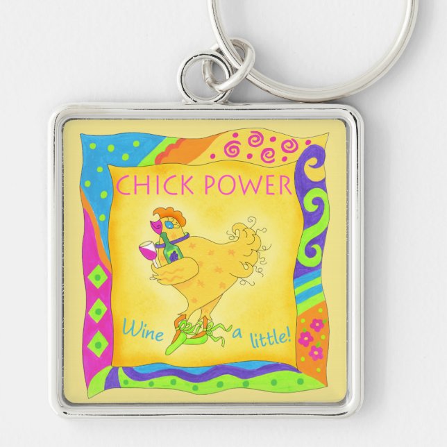 Whimsy Wine a Little Chick Power Yellow Keychain (Front)