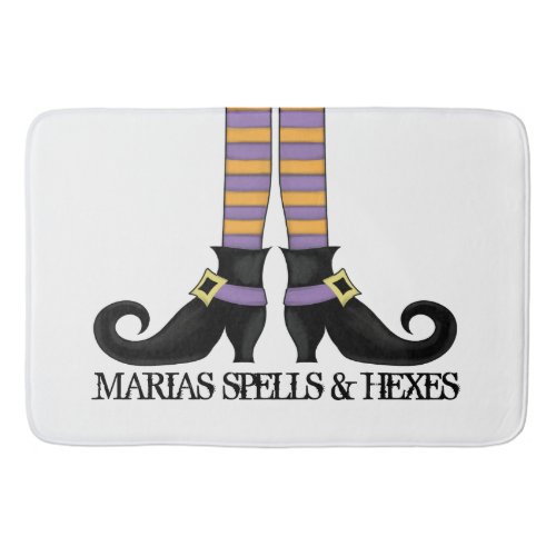 Whimsy Witch Shoes with Purple  Orange Stripe Bath Mat