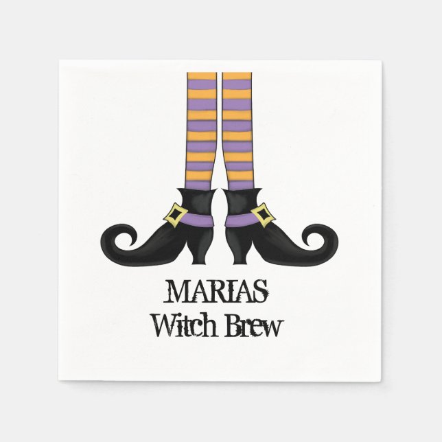 Whimsy Witch Shoes with Purple & Orange Stripe Napkins (Front)