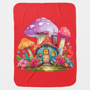 Whimsy Wonderland Mushroom House Baby Blanket